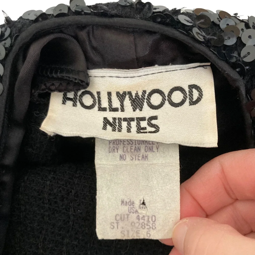 Vintage Hollywood Nites Black Sequin Mini Dress - Picture 3 of 6